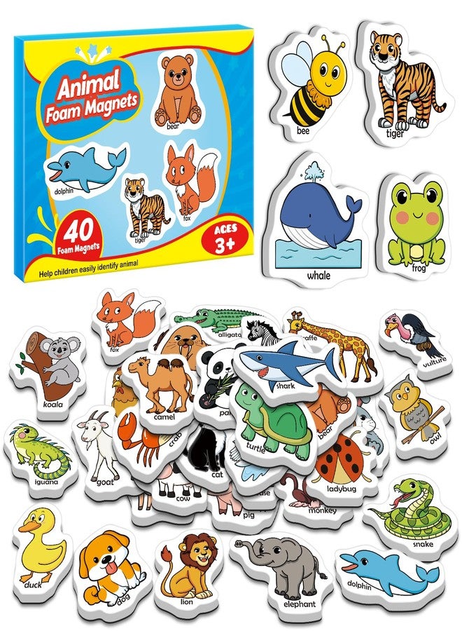 Broytain 40 Animal Fridge Magnets for Toddlers,Animal Foam Refrigerator Magnets Toys for Kids Whiteboard,Learning Games,Educational Toys,Preschool Kindergarten Learning Activities Homeschool - Image 1